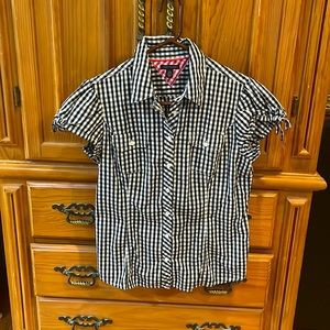 Checkered Short Sleeve Blouse